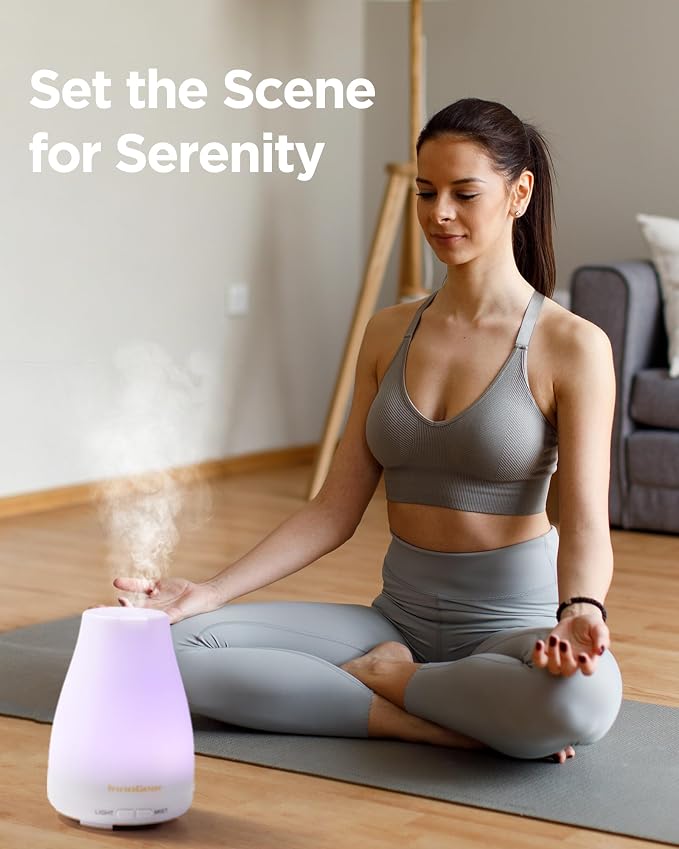 InnoGear Essential Oil Diffuser Ultrasonic Diffusers for Home, Basic White | Cool Mist Humidifier, Aromatherapy, Large Room, Run up to 8hrs, Waterless Auto Off, 7 Lights, Living Room, Quiet Operation