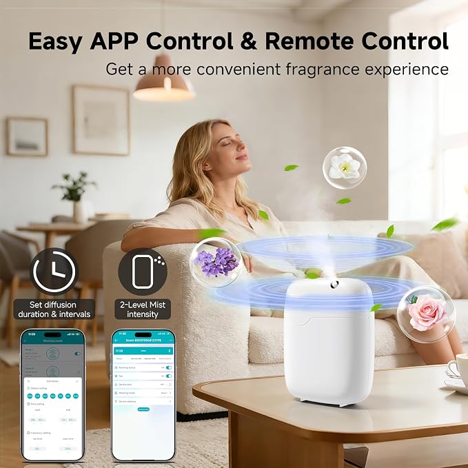 Waterless Essential Oil Diffuser for Home Large Room Hotel Whole House Gift | Scent Diffuser Up to 3000 sq ft, Smart Cold Air Scent Oil Machine, App & Panel Control,Long Lasting Aroma,No Water,400mL