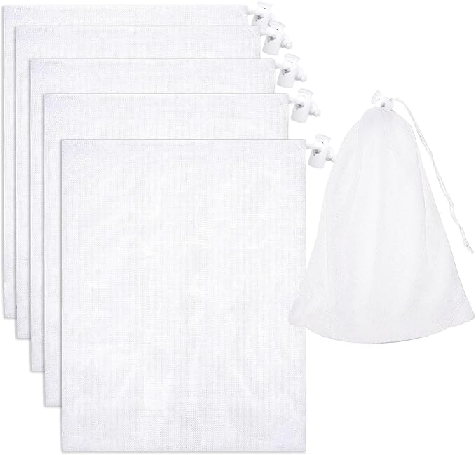 6Pack 24 * 16'' Pool Fine Mesh Filter Bags for Leaf Vacuum Pool Cleaners,Pool Vacuum Net Bag Replacement Bag with Pull & Lock Cord,Universal Fit,Holds Leaves,Debris
