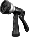 AUTOMAN-Garden-Hose-Nozzle, ABS Water Spray Nozzle, 7 Adjustable Watering Patterns, Slip Resistant for Watering Plants, Lawn& Garden, Washing Cars, Cleaning, Showering Pets & Outdoor Fun.Silver Color