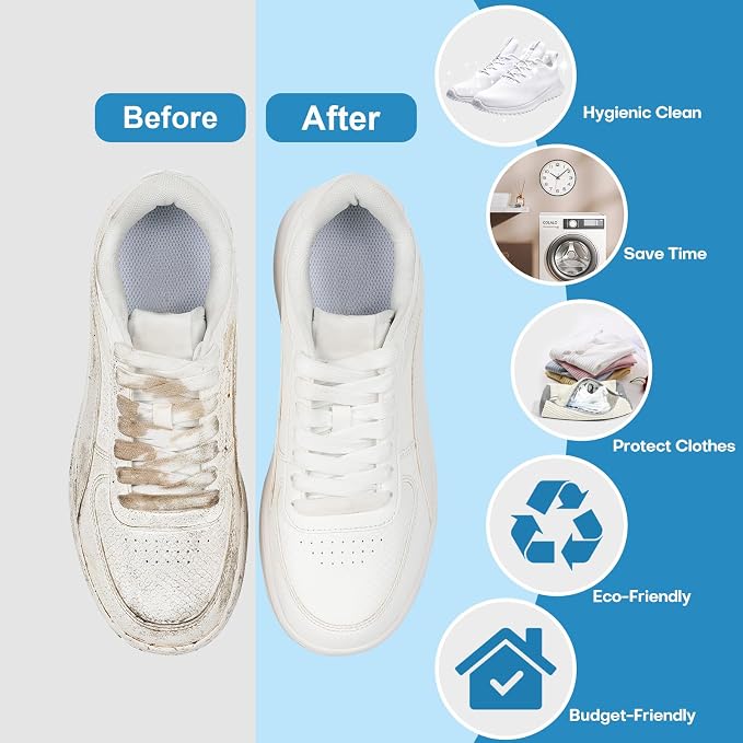 Shoe Washing Machine Bag: Laundry Shoe Bag for Washer and Dryer - 2pc Reusable Shoe Cleaning Bag for Sneaker Tennis Shoes Unstain Cleaner Kit(2 Pcs)