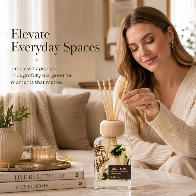 No. 1898 Hotel Collection Reed Diffuser, 3.38 Fl Oz | Inspired by Ritz Carlton;Long-lasting Fragrancefor Home, Bathroom or Office,Elegant Gift-ready Decor