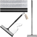 wlich Shower Squeegee with Long Handle, Telescoping Window and Floor Wiper | Silicone Blade, 9.45-48.03 In Extendable Pole, Washable Replaceable Pads, For Glass, Mirrors, Tile, Bathroom, Smooth Floors