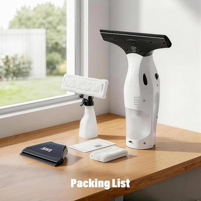 Window Vacuum Squeegee Cordless, Electric Window Cleaner Kit with 11" & 6.7" Squeegee Blades, 2000Pa Vacuum Squeegee with 45min Battery Life & 270ml Water Tank, Suitable for Windows, Mirrors