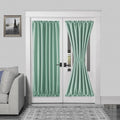 DWCN French Door Curtains – Rod Pocket Thermal Blackout Curtain for Doors with Glass Window, Kitchen and Patio Doors for Privacy, 54 X 72 Inches Long, 1 Curtain Panel with Tieback, Light Sage