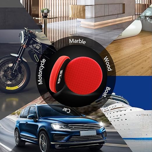 Red Finish Polishing Pads, Buffing Pads, SPTA 1Pcs 5.5 Inch Face for 5 Inch 125mm Backing Plate Compound Buffing Sponge Pads for Car Buffer Polisher Compounding, Polishing and Waxing-FPTSS5R