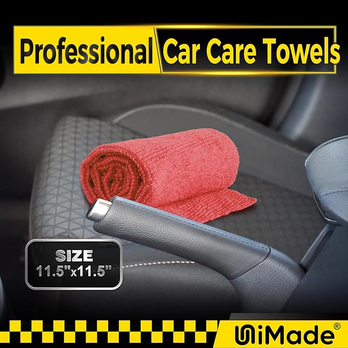 Shop Towels, 24 Pack Commercial Grade Shops Rags Microfiber Towel for Cars Cleaning Rags Bulk Clean Cloth for Automotive Bar Mechanic Restaurant Garage Housekeeping, 11.5"x 11.5", Red