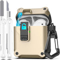 R-FUN for AirPods 2 Case Cover with Lock Magnetic Lid, Golden | Compatible with Apple AirPods 2 and AirPods(2016), Case with Cleaner Kit & Keychain, Powerful Drop Protection