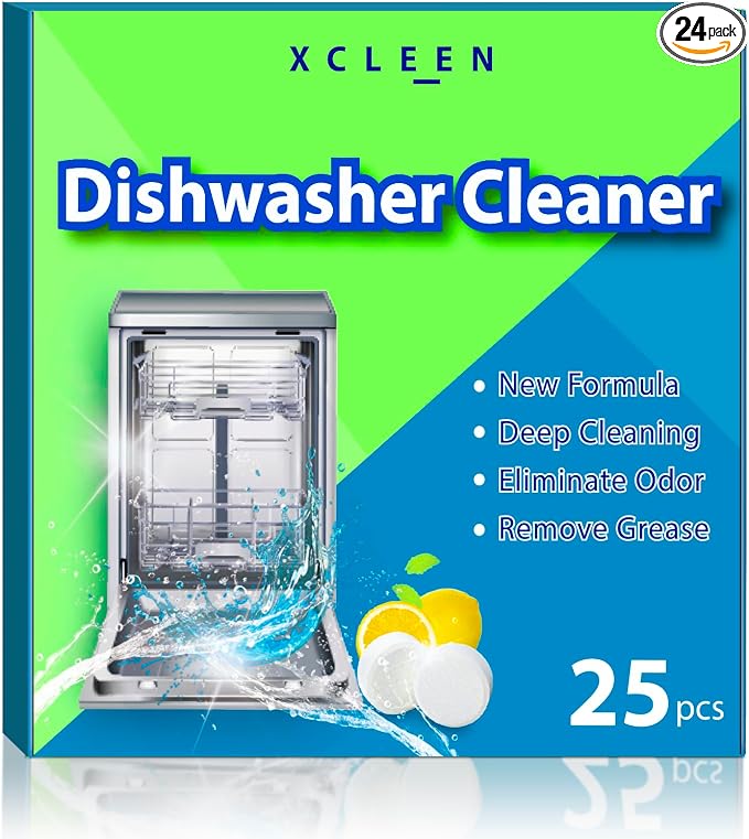 Xcleen Dishwasher Cleaner and Deodorizer Tablet 25 Count, Deep Cleaning Tablet Helps Remove Limescale, Mineral Buildup and Odor, Formulated to Clean Inside all Machines