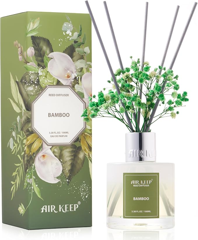 Reed Diffuser Set - 3.38 fl oz(100ml) Bamboo Scent Diffuser Home Fragrance Diffuser Set Includes 8 Reed Diffuser Sticks,Home Decor & Office Decor, Fragrance and Gifts