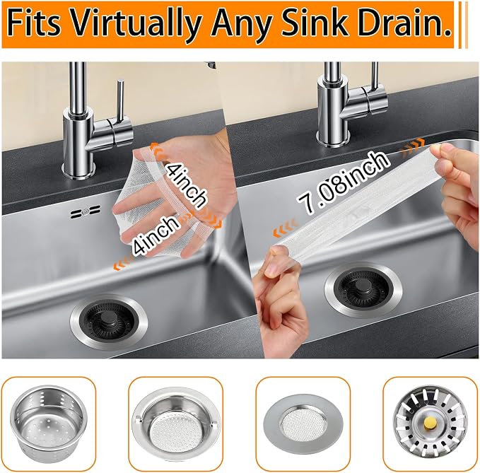 400 Pack Disposable Drain Covers for Sourdough, Ultra-Fine Mesh Sink Strainer Bags, Sourdough Drain Catcher Nets for Kitchen Sink, Food Scraps, Hair & Coffee Grounds