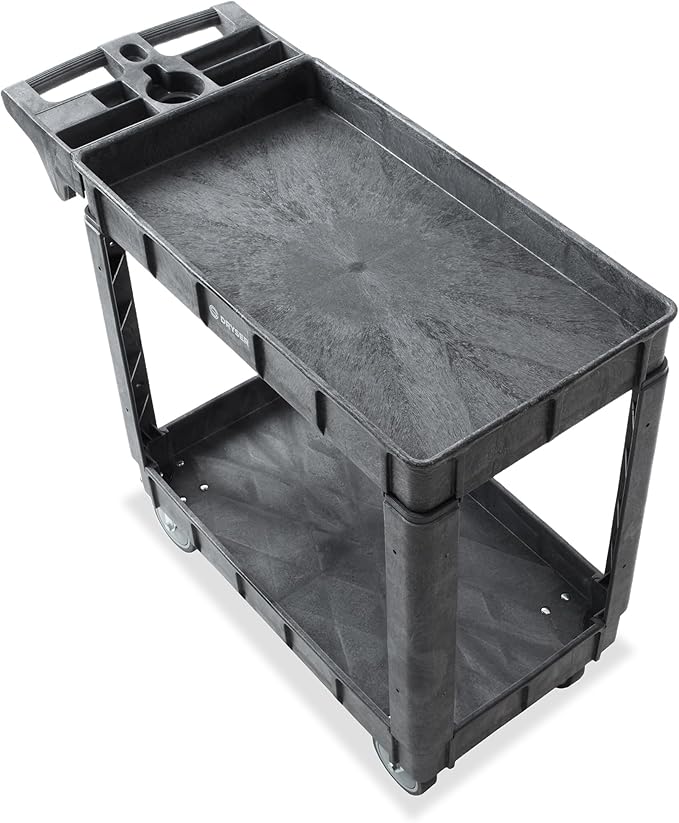 Dryser Utility Cart with Wheels, 40" x 17" Heavy Duty 550 lb. Capacity with Shelves - 2 Tier Rolling Cart with Two 5" Swivel Casters for Warehouse, Garage, Cleaning