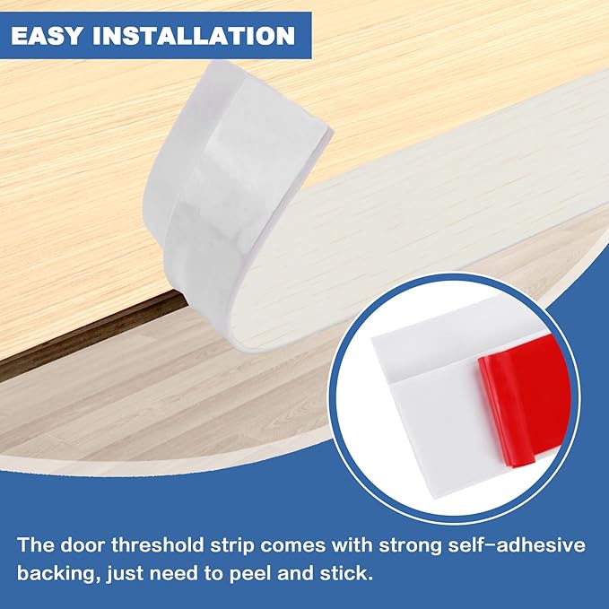 Vinyl Door Threshold Flooring Transition Strip Self Adhesive Carpet Edging Strip for Laminate Doorway Edge Threshold from 1/5" to 2/5" (Beige Wood Grain, 10 Ft)