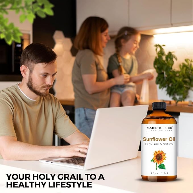Majestic Pure Sunflower Essential Oil for Diffuser - 4 Fl Oz | 100% Natural Essentials Oils for Aromatherapy, Massage, Steam inhalation, Air Freshing, Soap and Candle Making