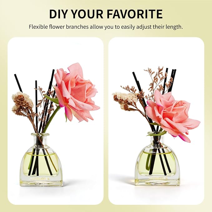 Reed Diffusers Set Citrus Herb Garden Scented 8.5oz Freshener for 140 Days | Dried Flowers, Elegant Decorative Rose, 10 Sticks, Long Lasting Home Fragrance, Bedroom Shelf Decor,Birthday Gifts for Women