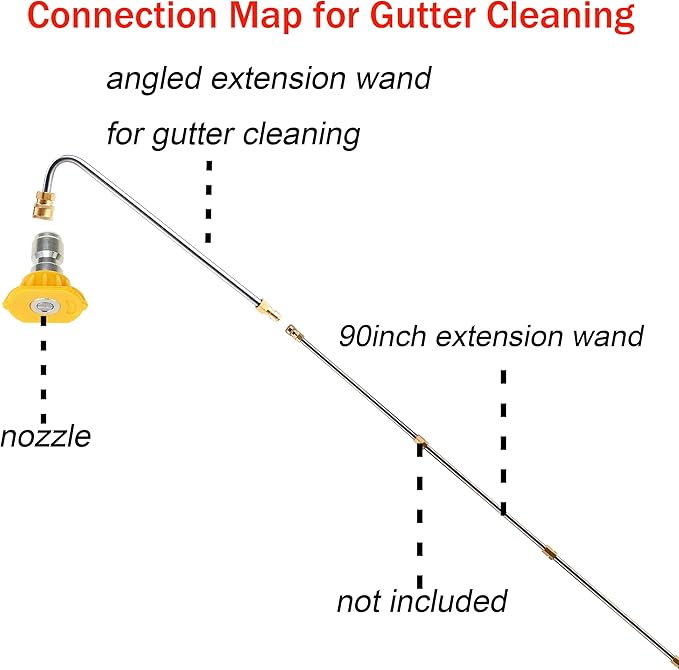 RIDGE WASHER Gutter Cleaner Attachment for Power Washer, 120 Degree | 13 Inch Extension Wand Angled for Gutter Cleaning with 5 Spray Nozzle Tips, 1/4 Inch Quick Connect, 4000 PSI