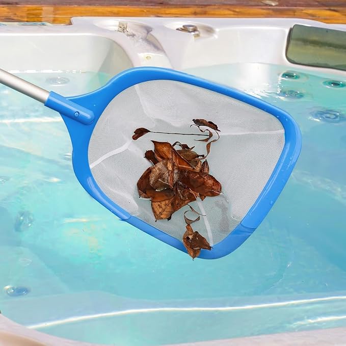 TidyMister Pool Skimmer Hot Tub Skimmer Spa Net with 12'' Aluminum Pole Ultra Fine Mesh Pool Net Accessories Leaf Skimmer for Small Pools Fine Debris