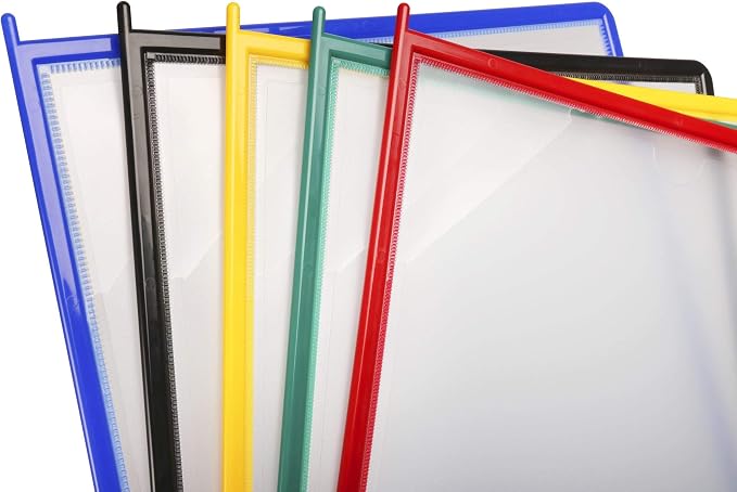 Tarifold Wall Mount Reference System, 10 Pockets, Assorted | 10 double-sided PVC pockets hold 20 letter-size sheets, sturdy wall-mount bracket, snap-on index tabs, easy to install