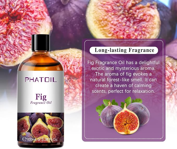 PHATOIL Fig Fragrance Oil for Diffuser Aromatherapy 3.38FL.OZ | Long Lasting Scented Oils For Humidifier, Air Freshener, DIY Soap Candle, Scent Project Making, Aroma Oil for Home Freshening