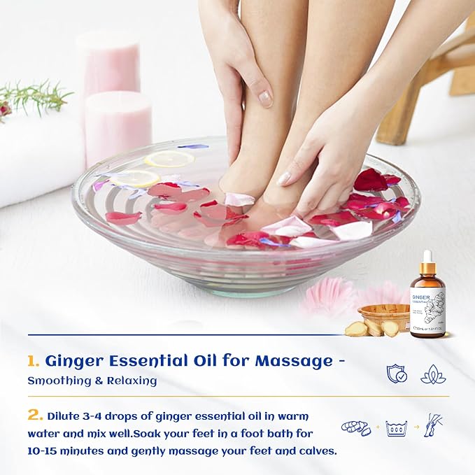 HIQILI 1 Fl Oz Ginger Oil, Ginger Essential Oil for Hair, Massage, Skin - 30ml