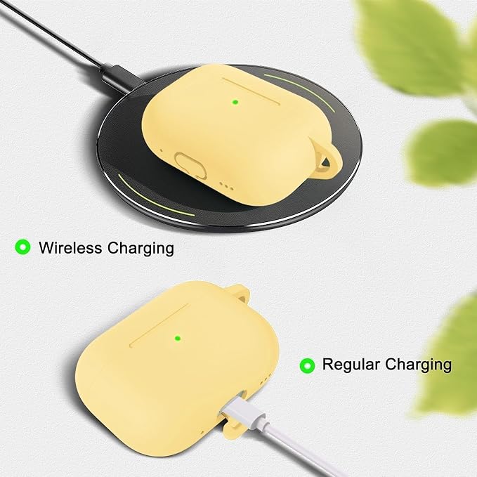 Full-Coverage dustproof Design for AirPods Pro 3 Case Cover with Cleaner Kit,Soft Silicone Cover for AirPods Pro 3rd Generation Comes with Keychain,Suitable for 3rd Generation,Light Yellow
