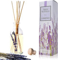 Reed Diffuser Set, Lavender Fields - Bathroom Shelf Décor | Real Lavender Stems French Blossoms, Geranium & Clary Sage, for Aromatherapy & Stress Relief, Vegan