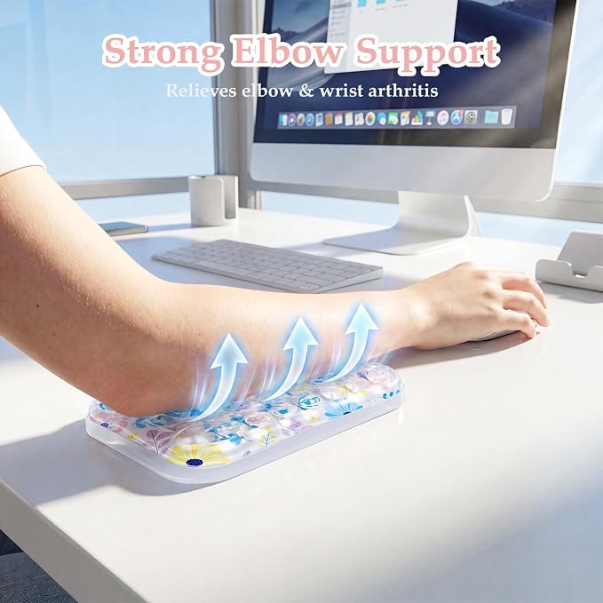 Ospelelf Gel Elbow Rest Pad, Ergonomic Arm Support for Desk, Daisy | Gel-filled Comfort for Summer Heat, Waterproof & Easy-clean, Ideal for Office Computer Use, Size: 6.29" × 4.33" × 0.98"