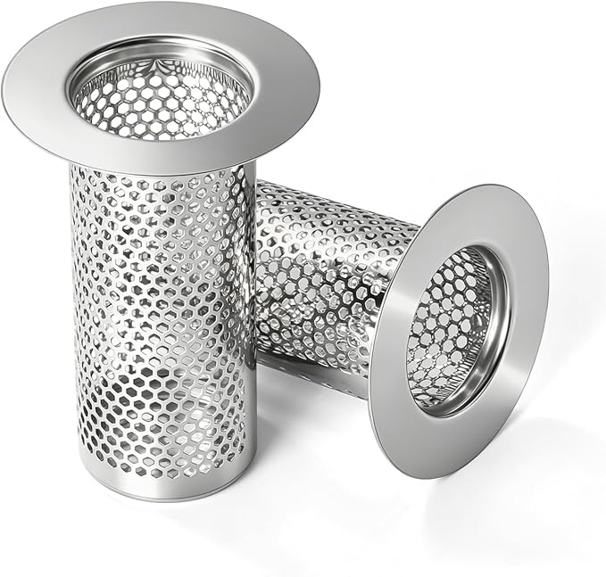 Bathroom Sink Drain Strainer, Bathtub Drain Hair Catcher, 304 Stainless Steel Shower Drain, Deep Basket Cover, Anti-Clog for Pet Hair, Universal Tub Drain Filter