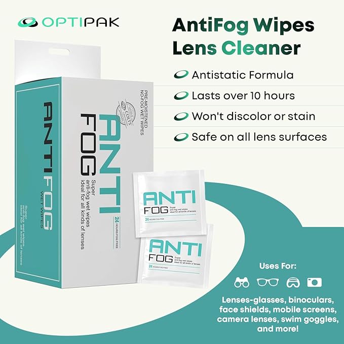Anti Fog Wipes for Glasses, Binoculars, Face Shields, Ski Masks or Swim Goggles | Pre-Moistened Cleaning Antifog Lens Wipes for Eyeglasses and Defogger for Glasses (350 Count)