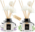 Lavender & Gardenia Reed Diffuser Set of 2 for Bathroom, Essential Oil Diffuser Sticks | Home Air Freshener Fragrance with 6 Reeds for Diffuser | Smell Good for Home Shelf Decor (1.7 fl oz x 2)