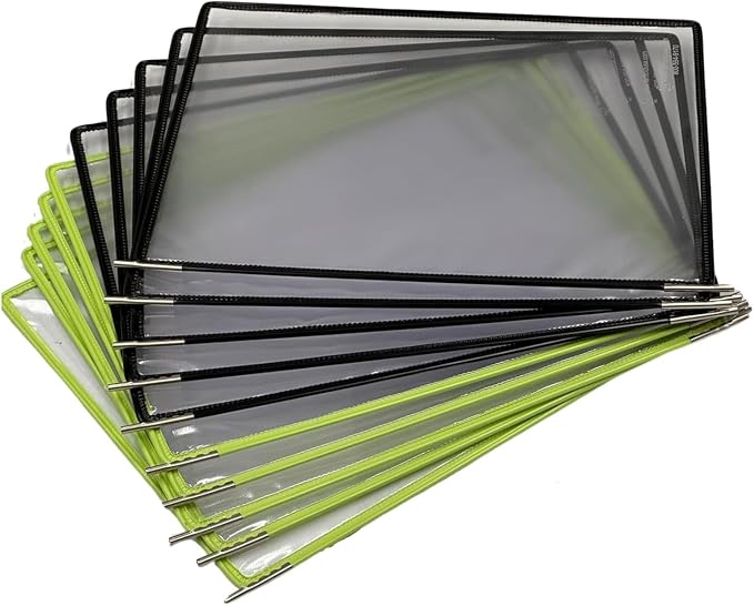 Tarifold Wall Mount Reference System, 10 Pockets, Expandable, Black | 10 double-sided PVC pockets hold 20 letter-size sheets, sturdy wall-mount bracket, snap-on index tabs, easy to install