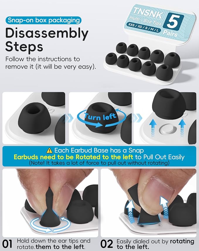 5 Pairs Replacement Ear Tips for AirPods Pro 3(White) | with Noise Reduction Hole,Built-in dust Guard Screen Silicone Ear Tips with Cleaning Pen - 5 Sizes(XXS/XS/S/M/L)