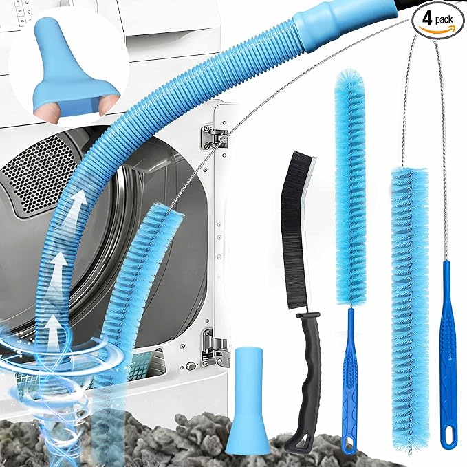Dryer Vent Cleaner Kit with Flexible Vacuum Hose Attachments - Universal Lint Brush Tool Set for Clothes Dryer Cleaning, Shop Vac Accessories, Lint Trap Cleaner & Home Maintenance Essentials