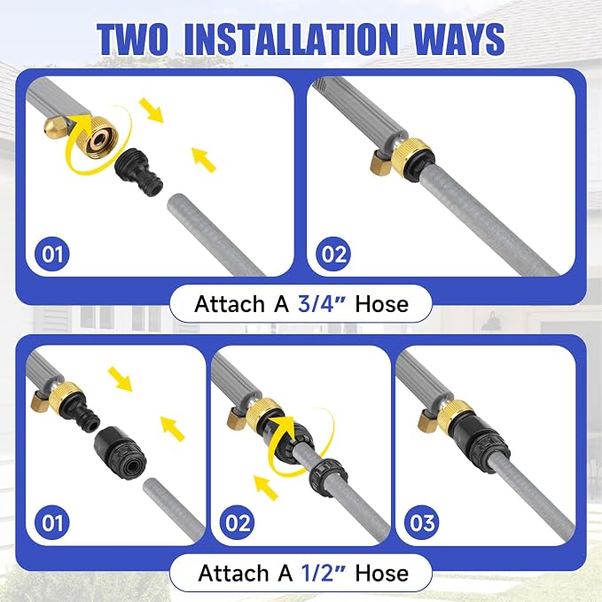 High Pressure Power Washer Wand, Hydro Jet Nozzle for Garden Hose | Watering Sprayer Cleaning Tool, Wand Lance for Gutter Patio Car Pet Window Glass, Grey