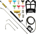 24 FT Aluminum Pressure Washer Telescoping Wand with 3 Pressure Washer Extension Wand, Brush Head, Gutter Cleaning tools with Power Washer Extension Wand, Gutter Cleaner Wand, 7 Spray Nozzle Tips
