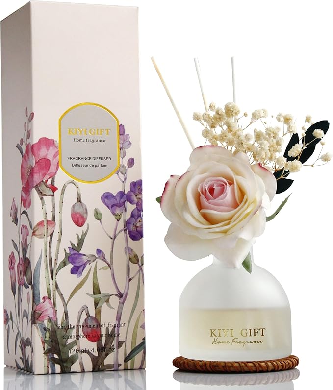 Reed Diffuser Set, 4.06 oz Scent Diffuser with 6 Sticks,Home Fragrance,Reed Diffuser for Bathroom Shelf Decor Crisp Linen