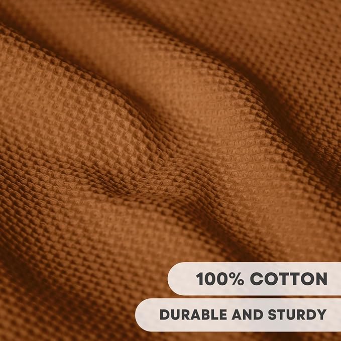 Artoid Mode 100% Cotton Caramel Waffle Weave Kitchen Dish Cloths, 13x28 Inch Ultra Soft Absorbent Quick Drying Kitchen Dish Towels Set of 4