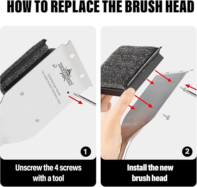 XUDAKAIXIN Grill Brush Bristle Free,Unique Steel Fibers Pad [Safe & Efficient] Perfect for Any Grill/Flat Tops Griddles,Safe Grill Cleaner for Outdoor Grill,Gifts for Men/Dad