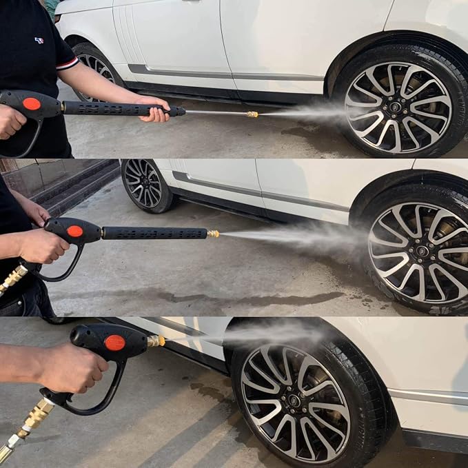 M MINGLE Replacement Pressure Washer Gun with Extension Wand, M22 Fitting | Compatible with M22 14mm/15mm Fitting, 5 Nozzle Tips, 40 Inch, 4000 PSI, for Car/Patio/Driveway Cleaning
