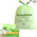 Responsible Products Kitchen Bin Liners, Certified Compostable, Heavy Duty Multipurpose Food Scrap Bags, Made from Compostable Materials (30 Gallon Drawstring, (18 Count))
