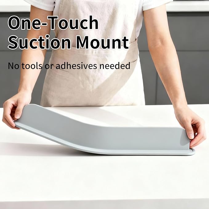 19.2inch(49cm) Silicone Sink Splash Guard, Sink Splash Guard with Suction Cup,Kitchen Sink Water Splash Guard, Kitchen Sink Splash Guard that Can Be Placed Behind (2, Gray)