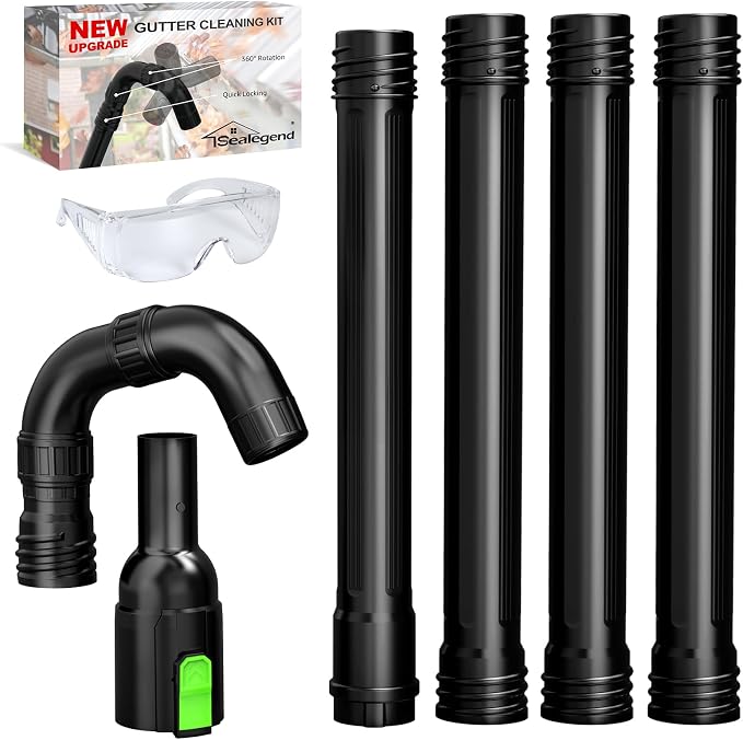 Sealegend 8.3FT Gutter Cleaning Attachment Compatible with EGO Leaf Blower | for Electric Blowers LB5302/LB6504/LB7654/LB8803-2/LB6151..., Swivel Tail-Wand for Easier Control, 360°Nozzle