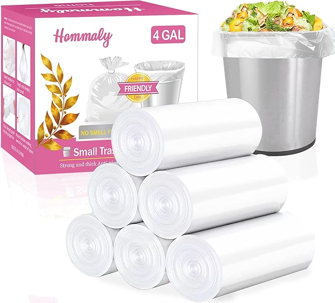4 Gallon 180pcs Small Clear Trash Bags Strong Garbage Bags, Bathroom Trash Can Bin Liners, Plastic Bags for Office, Waste Basket Liner, Fit 12-15 Liter, 3.5,4,4.5 Gal（Clear 180）