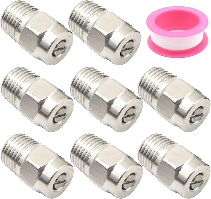 VIKKSAER 8 Pcs Stainless Steel Surface Cleaner Tips with 2.5 Orifice, 1/4'' Male NPT 4000 PSI Threaded Spray Nozzles, Surface Cleaner Tips for Pressure Washer Nozzles