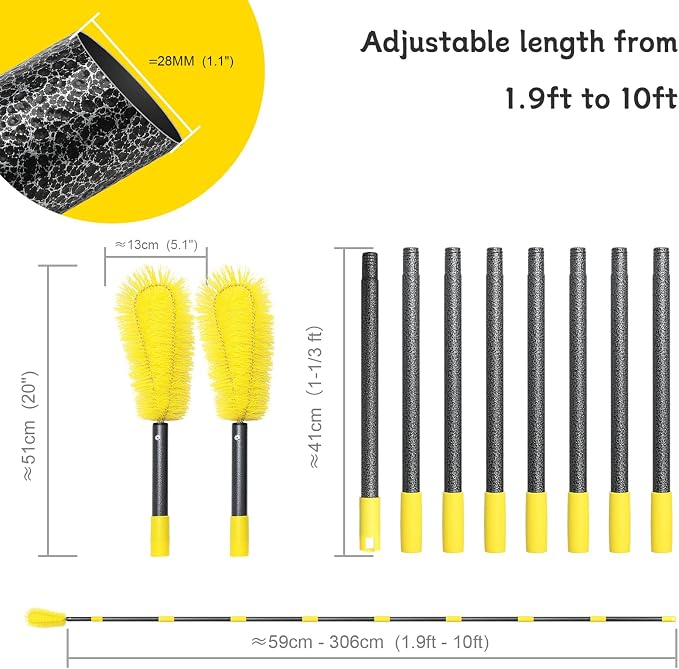 Gutter Cleaning Tools from The Ground, 10 FT Gutter Cleaning Brush with Telescopic Pole, Long Reach Gutter Guard Roofing Tool for Removing Leaves and Debris