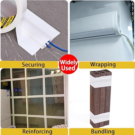 3Pack Duct Tape Heavy Duty Single Sided, Strong Adhesive High Strength, Waterproof Mesh Tape for Indoor Outdoor Repairing Sealing Bonding, Easy Use Hand Tearable, 3.15 Inch x 33 Feet, White