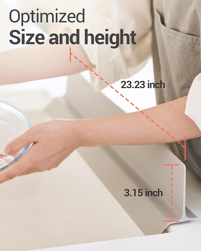 DEARCUS Kitchen Sink Splash Guard 23 Inch - Soft Silicone Water Shield Keeps Clothes & Countertops Dry, Strong Suction Non-Slip, No More Wet Sleeves or Sore Arms - Dishwasher Safe (Deep Gray)
