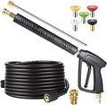 YAMATIC Pressure Washer Gun and 25 FT Hose with Extension Wand 3/8"&M22-14 | Kink Resistant Power Wash Hose Easy Pull Trigger Gun Replacement for Ryobi, Simpson, Craftsman For Gas Power Washer 4000 PSI