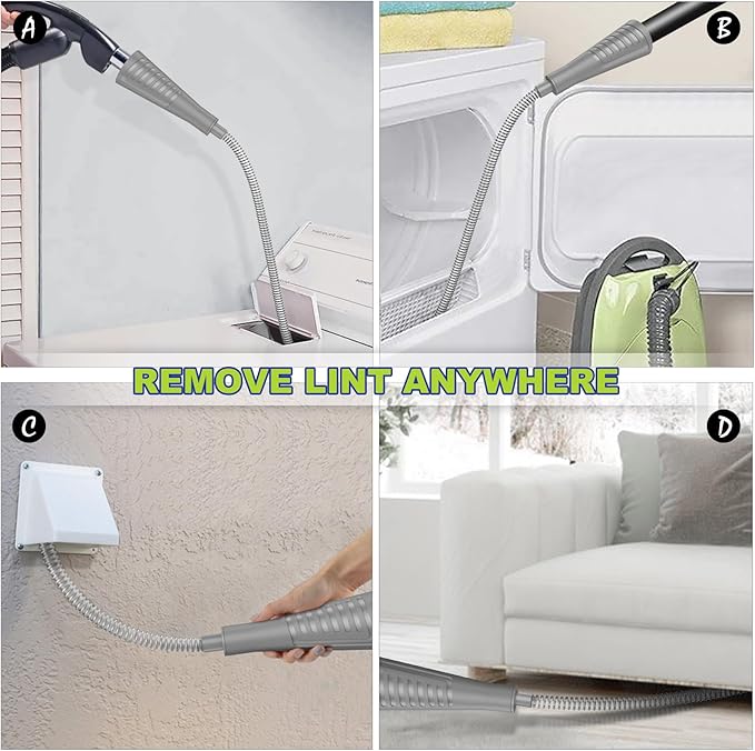 Sealegend Dryer Vent Cleaner Kit Dryer Lint Vacuum Attachment Lint Remover,Dryer Vent Vacuum Hose With Brush (Grey)