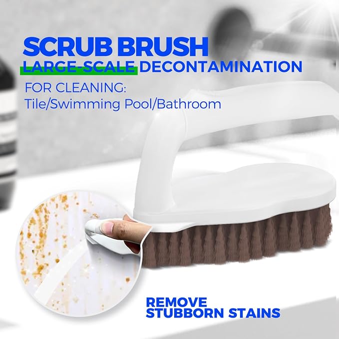 Holikme 7 Pack Deep Cleaning Brush Set, Scrub Brush, Grout Brush, Pool Brush, Scrub Pads with Scraper Tip Scouring Pads, for Pool Walls, Bathroom, Floor, Bike, Tub, Shower and Kitchen Surface (Brown)